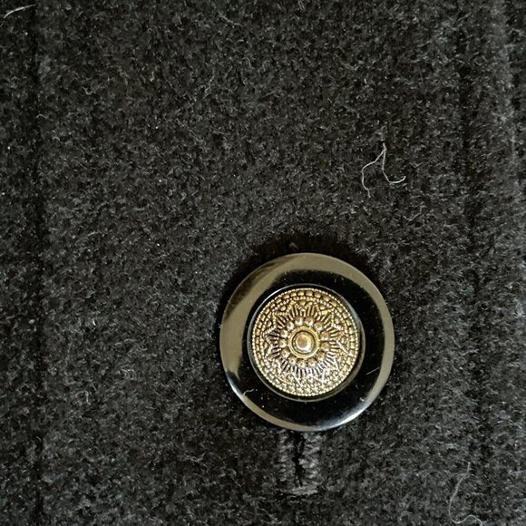 Vintage 70s Lorovi Woman Wool Button Front Coat Sz 2X Black Faux Fur Collar USA - Picture 3 of 13